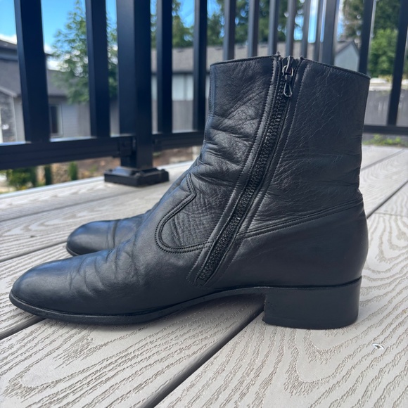 Bally Continental Switzerland Black Leather Casual Zip Ankle Boot Men's Size 9 M - Picture 3 of 11